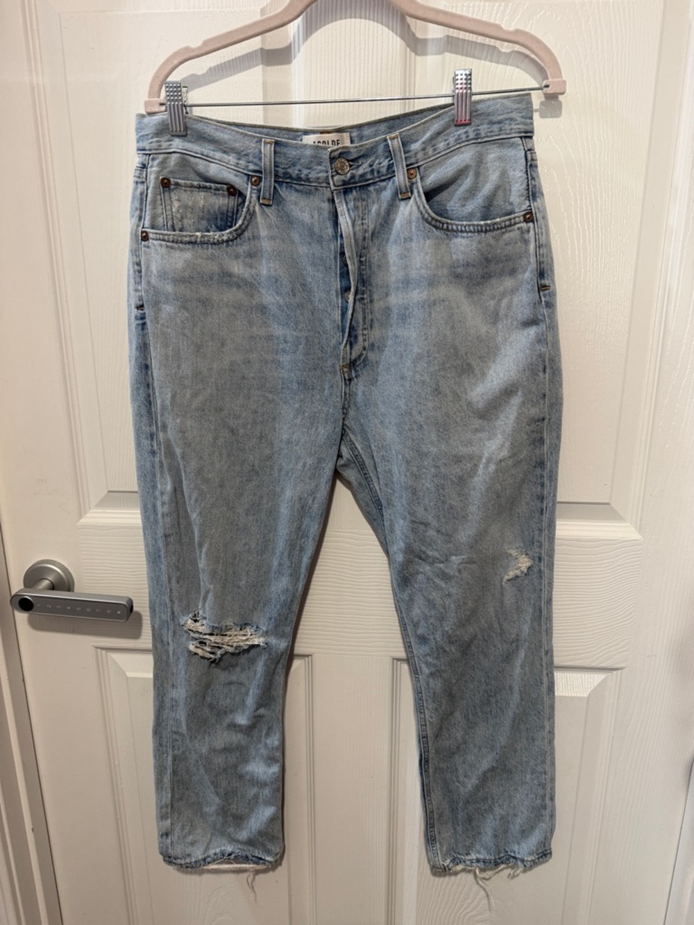 Agolde Light Blue Distressed Relaxed Jeans